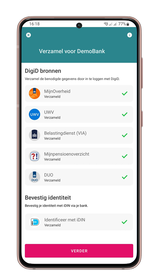 Ockto app 5 bronnen + iDIN